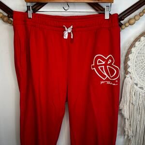 FUBU Red Cotton Jogger Sweatpants